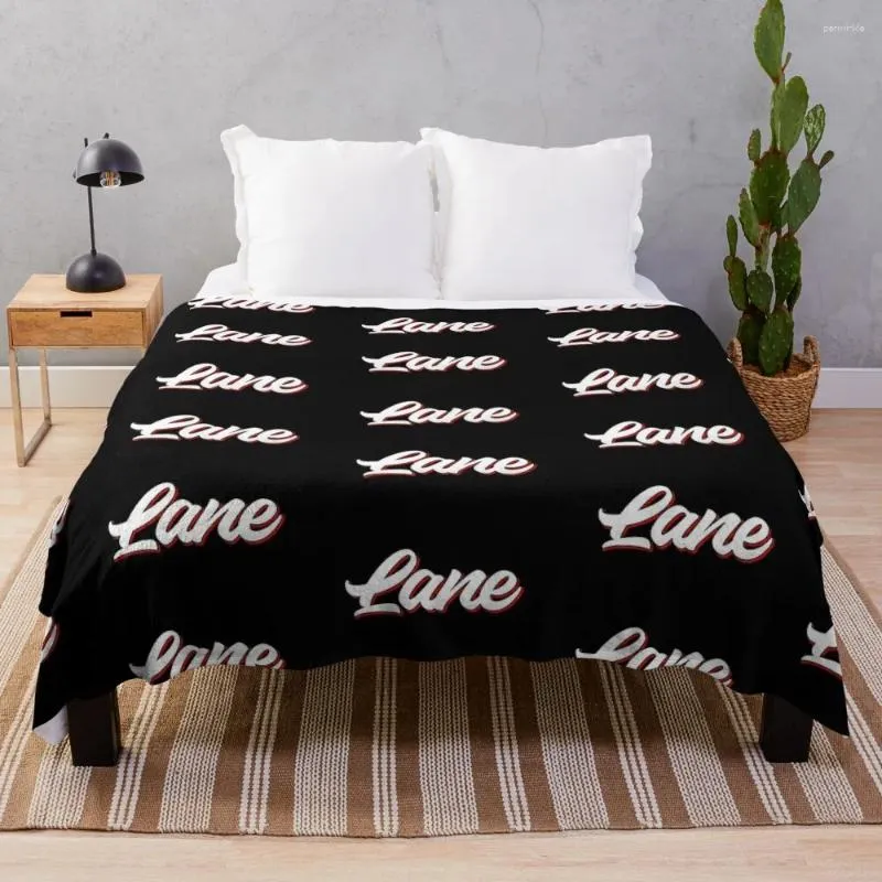 Blankets Retro Lane Name Label (Black) Throw Blanket Beautiful For Baby Sofas Decorative Quilt