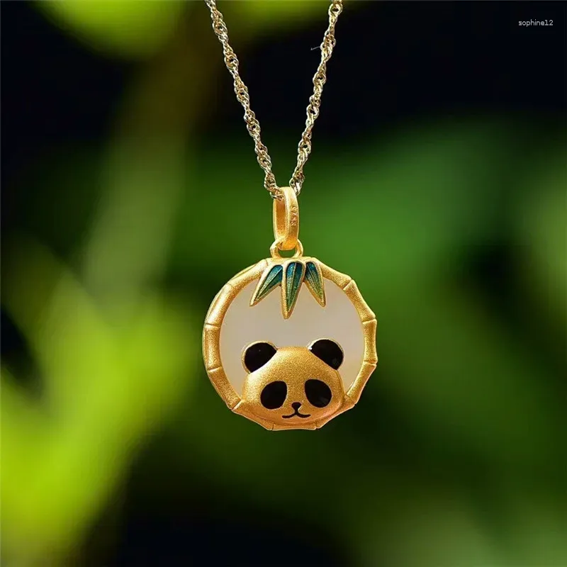 Figurines décoratives premium cloisonne panda whit he tian jade l pendentifs et colliers