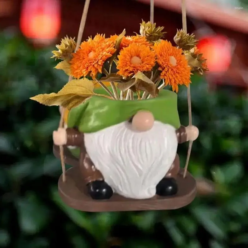 Vases intérieure à l'extérieur fleur pot impolore swing sans visage gnome gnome fleur résine naine figurine pour les légumes