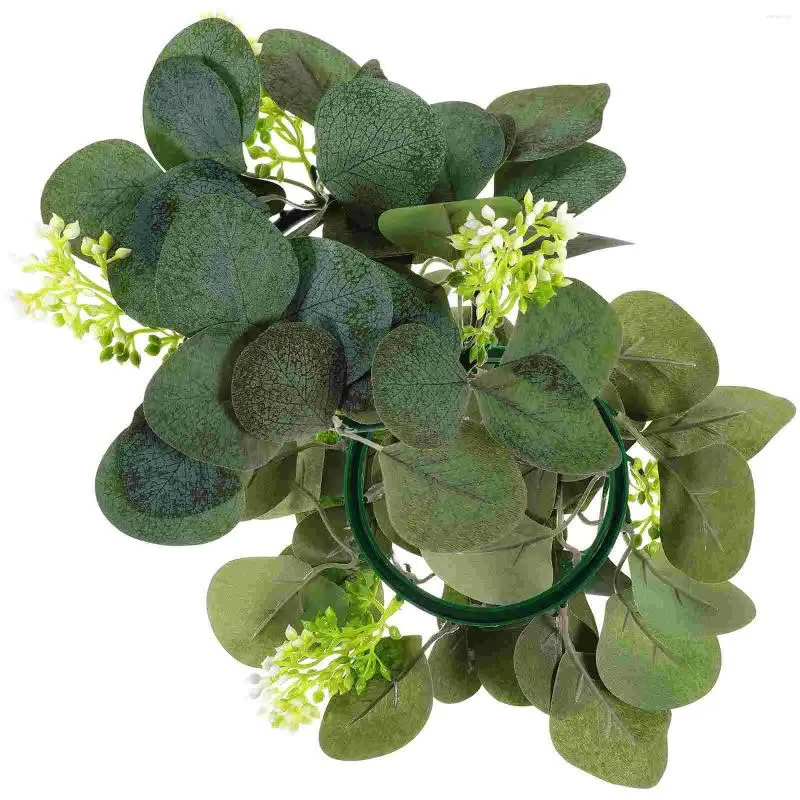 Kwiaty dekoracyjne 2 szt. Świeclestick Garland zielone pierścienie Eucalyptus Wreaths Silk Flower Party Świąteczny stół