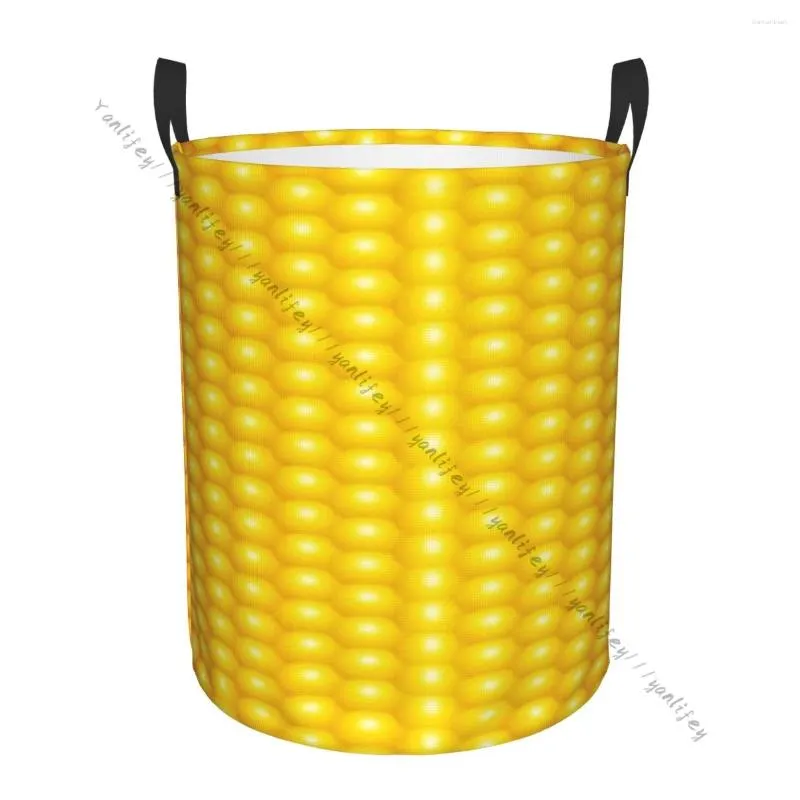 Laundry Bags Bathroom Organizer Fresh Corn Pattern Folding Hamper Basket Laundri Bag For Clothes Home Storage