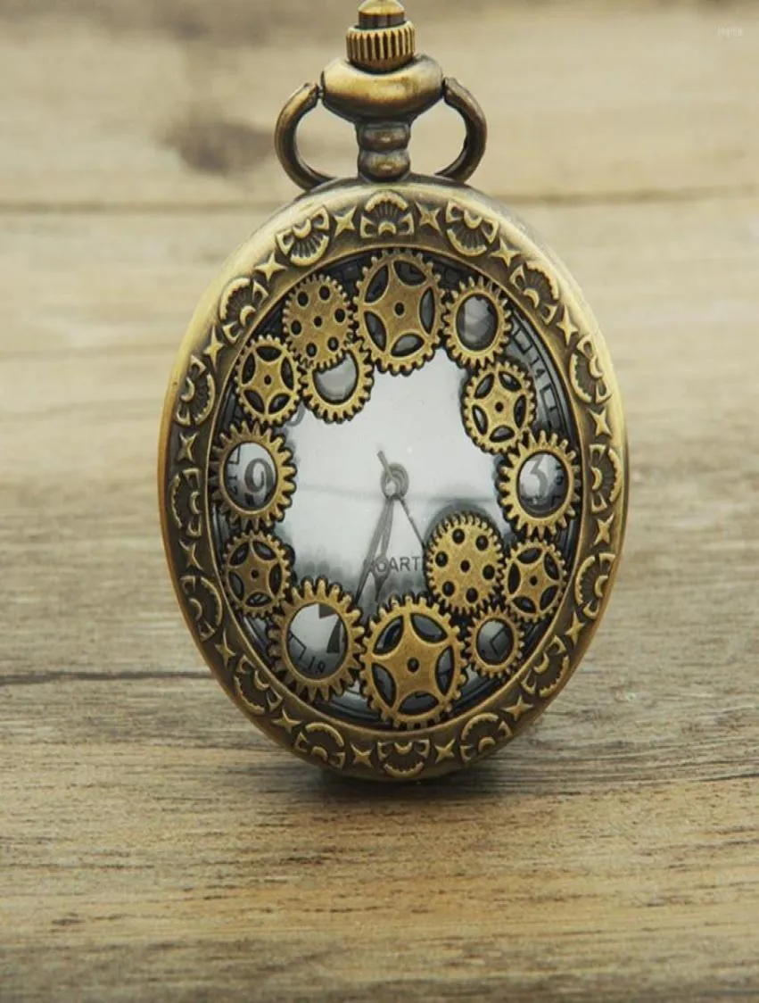 Pocket Watches Retro Watch Hollow Gear Antique Pendant Arabics Numbers Quartz Analog Gift3716091