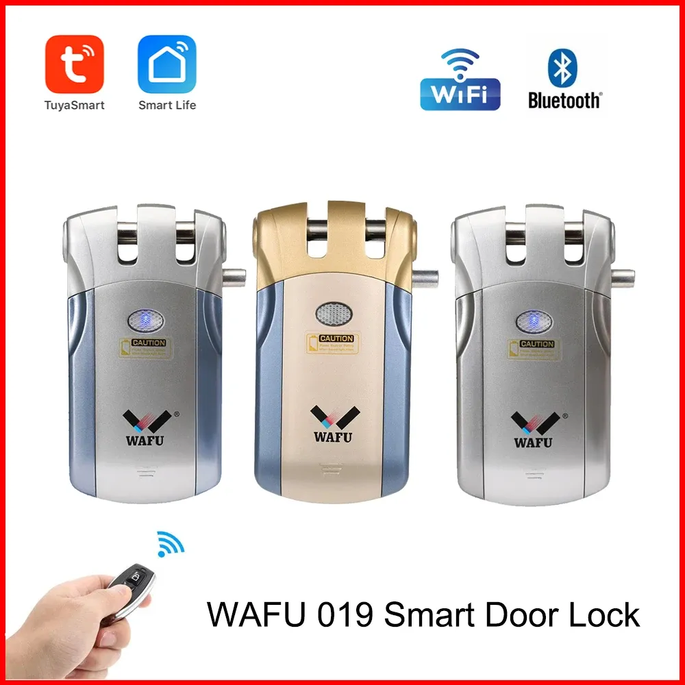 ロックWAFU 019 FRINGERPRINT LOCK TUYA SMART LIFE WIFI DOOR LOCKパスワードドアロックBluetoothリモートコントロール目に見えないスマートロック