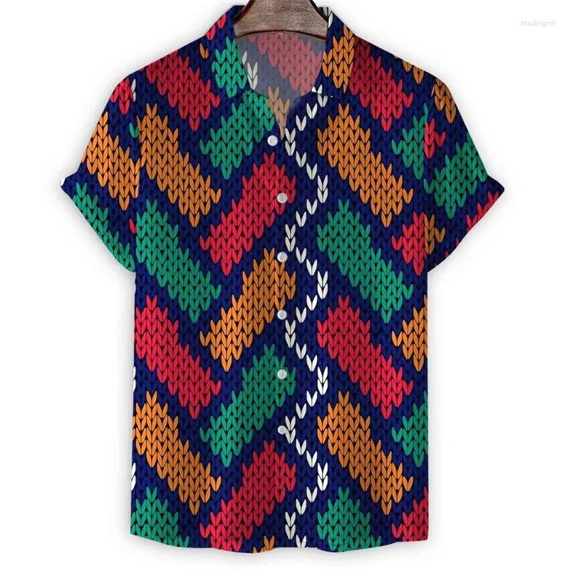 Camicie casual maschile modello di filo creativo camicia stampa 3d per uomo estate personalità hawaiane a maniche corte