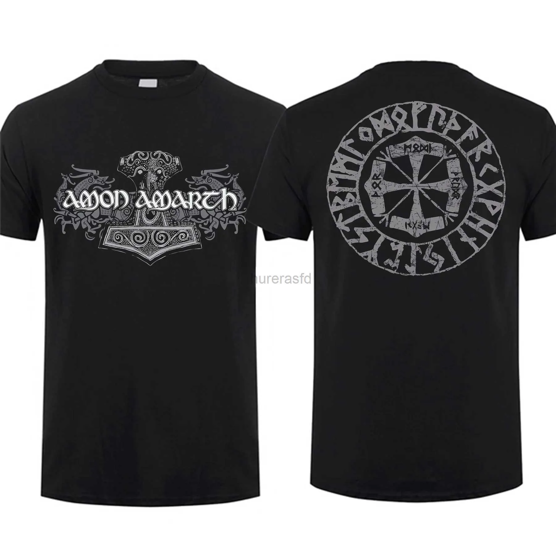 Men's T-Shirts 2023 Fashion Men T Shirt Double-sided Amon Viking Horses Black By Amarth Oversized T-shirt Graphic Youth Cloth Streetwear S-3XL 2445