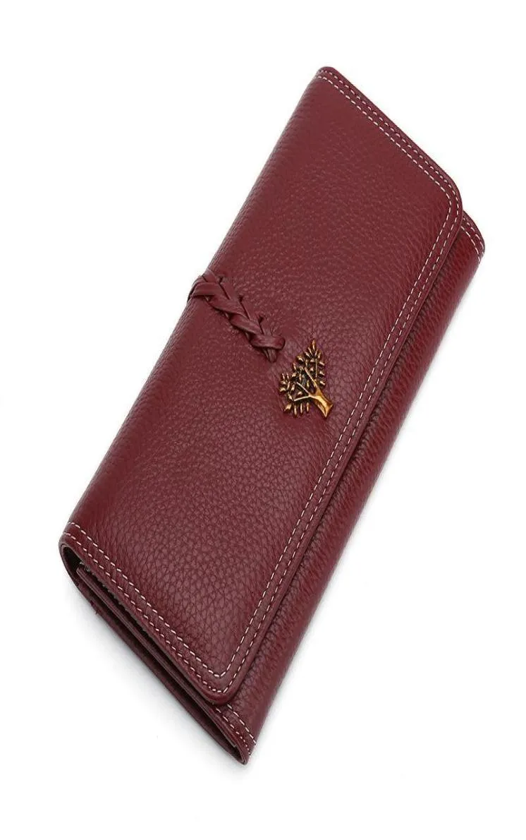 Wallets Tree Design 100 Handmade Knitting Women Long Wallet Natural Soft Leather Ladies Daily Coin Purse Togo Card Holder5091967