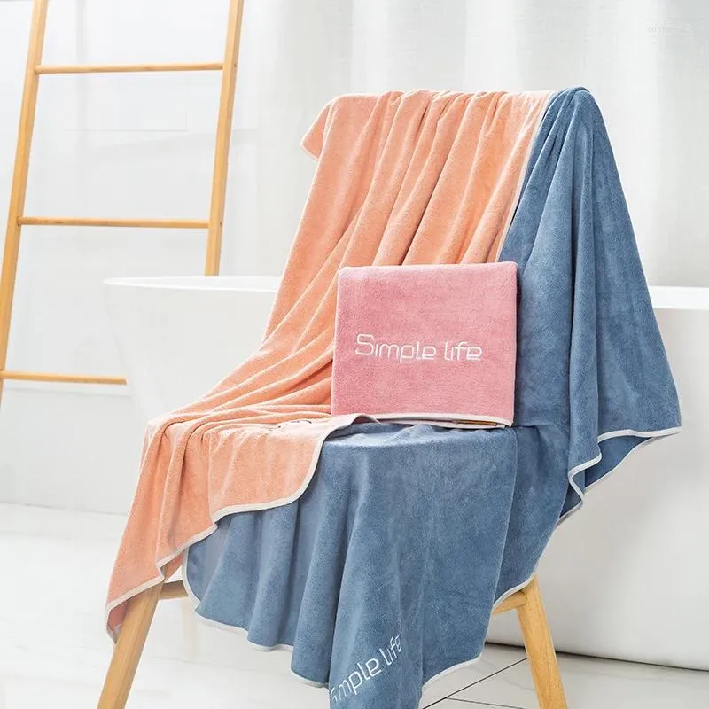 Towel 70x140cm Coral Velvet Fiber Bath Adult Quick-drying Soft Absorbent Solid Color Household Bathroom