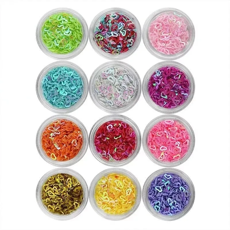 2024 12 pari scatola Filler a pai di pai di pai di paillettes misti guscio di silicio Cambiate Candy Paper Patry Sequestro le paillettes la produzione di gioielli art 2.paillettes a colori misti