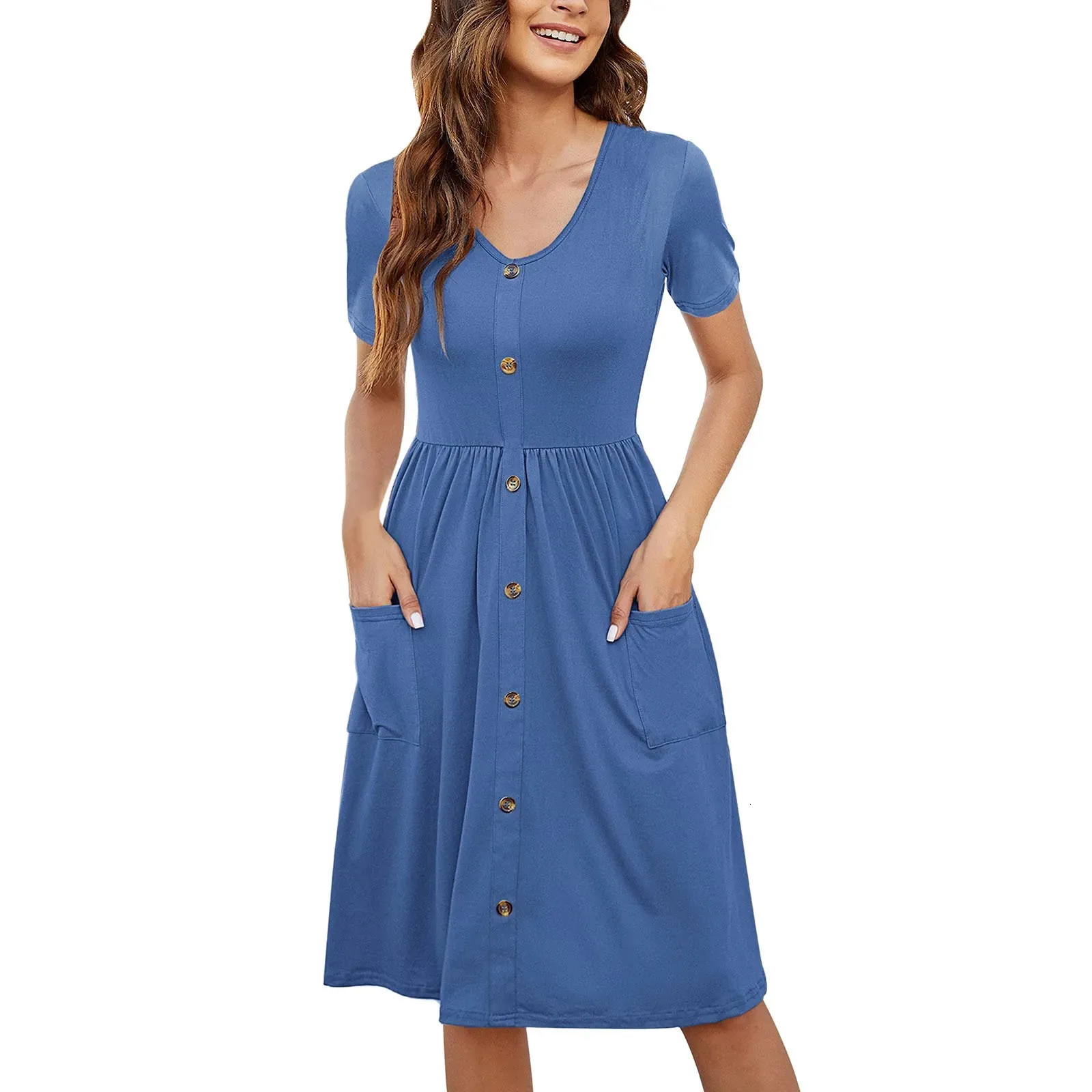 Womens Knee Length Casual Summer Dress Polyester Chiffon Short Sleeve  Mid-Calf Length from Dhgate Basic & Casual Dresses - price 32.6