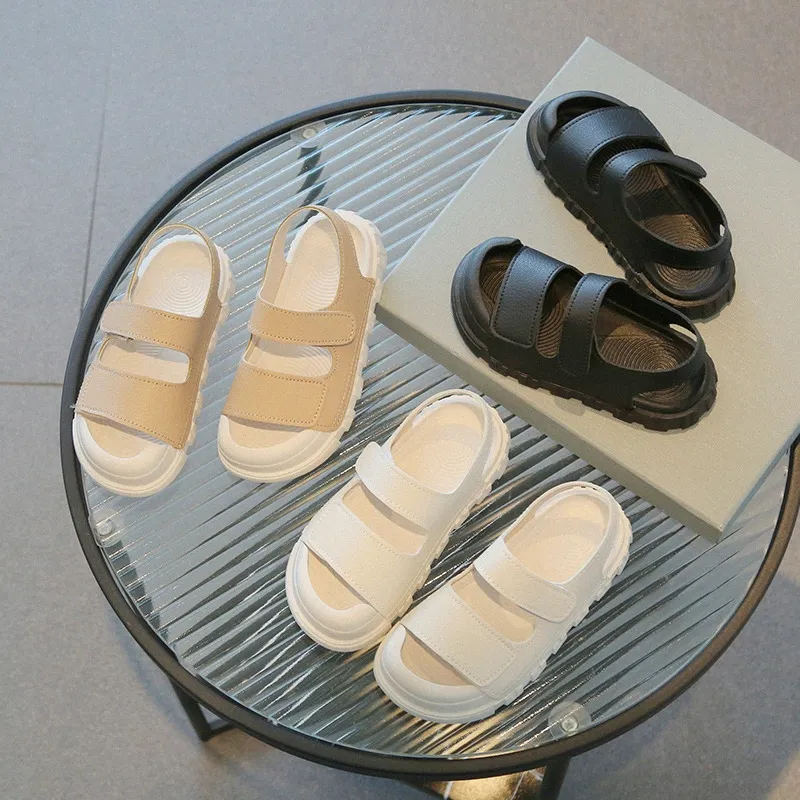 Çocuk Sandals Bebek Ayakkabı Kız Tasarımcı Çocuk Siyah Beyaz Yürümeler Bebekler Çocuk Çöl Ayakkabıları Boyut 21-35 Z4XN#