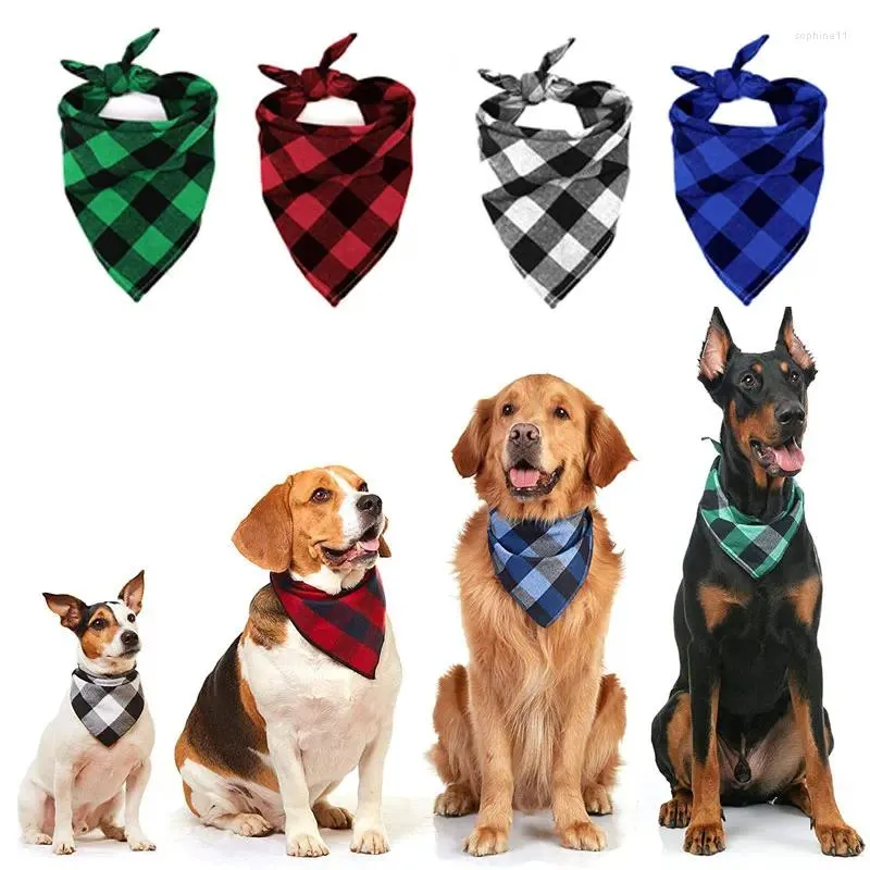 Appareils pour chiens Supplies en coton pour les petits chiens Twill Pet Neckerchief Lattice Puppy Accessoires écharpe Collier de chat en plein air