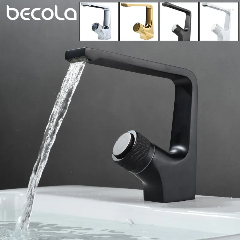 Rubinetti del lavandino da bagno Becola Pulsante in ottone RUSUET BLACO MIXER BASH CHROME BASAGINE MATERE E FREDDO