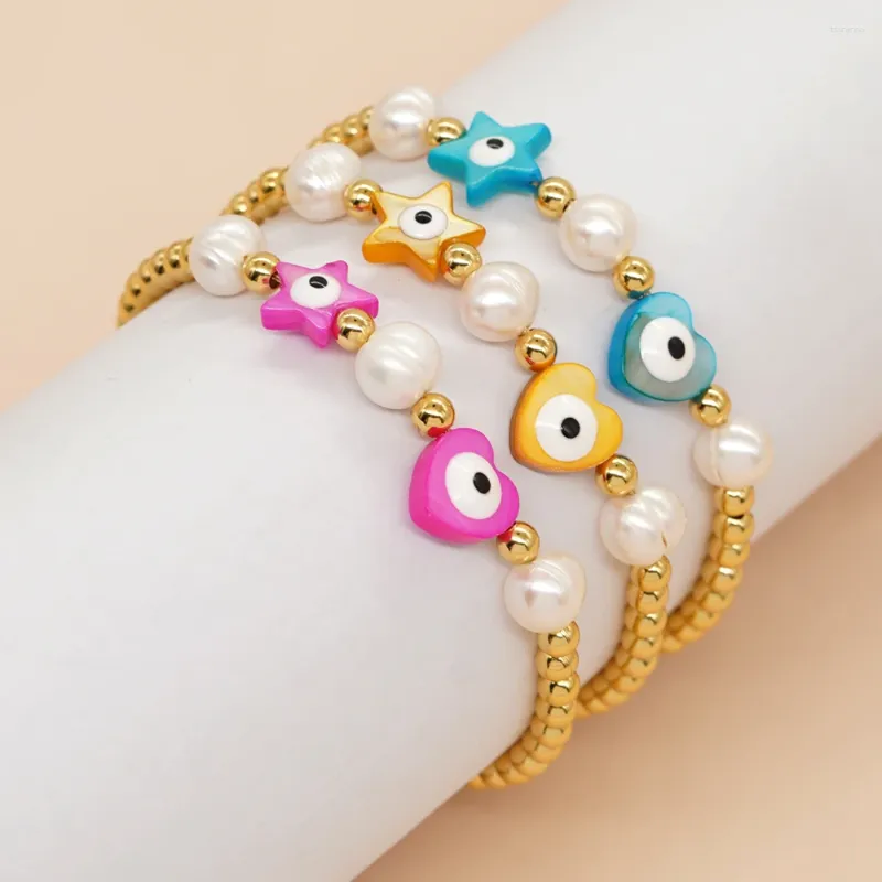 Strand go2boho Brotle Bead Bracelet Breewater Pearl Shell Eye Star Heart Charm Модные украшения дружбы для девочки -подростка