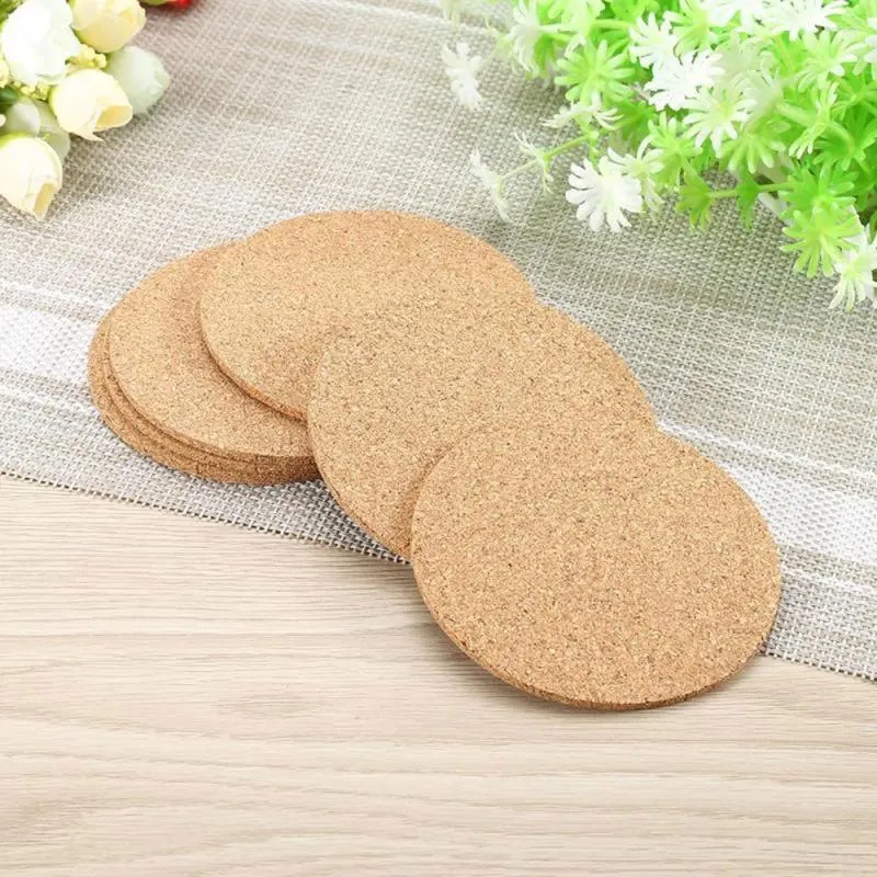 TABLEAU MATS 50PCS FORME ROND 9 cm Plain Natural Cork Coasters Wine Brink Beafe Coffee Tae Personnalized Home Decoration Momening DIY