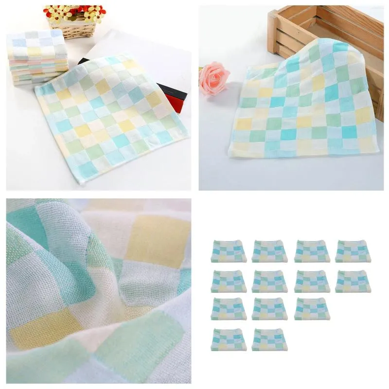 Towel 10Pack Square Towels Cotton Plaid Kids Bibs Daily Use Hand Face For Small Microfiber