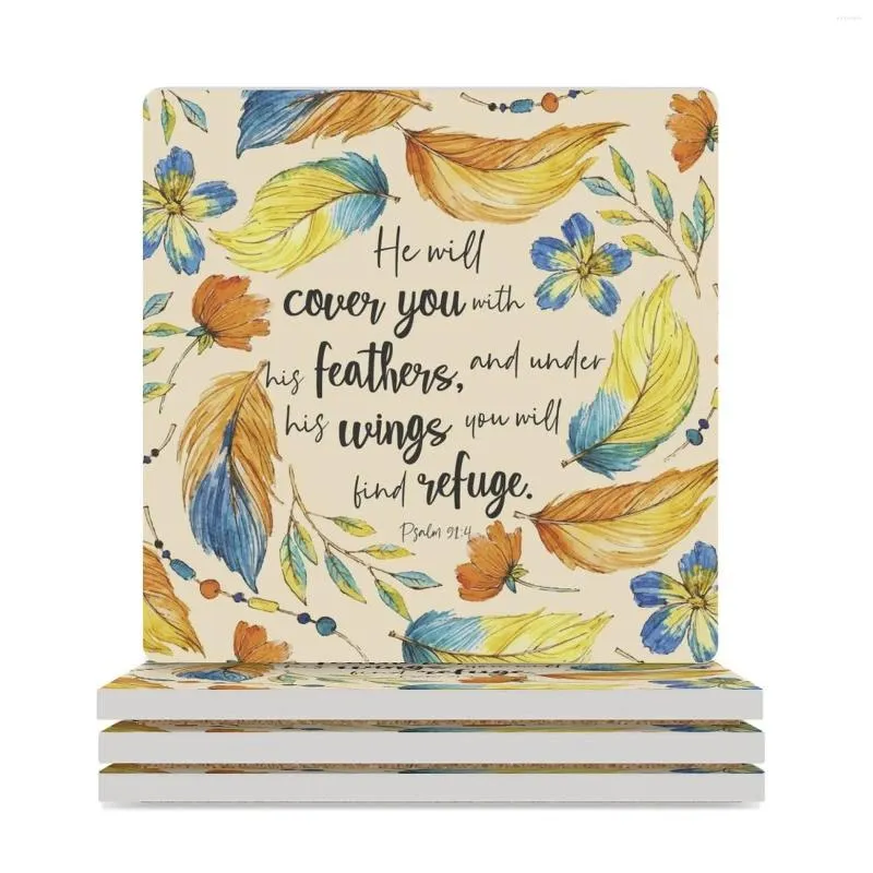 Table Mats Bible Verses Ceramic Coasters (Square) Household Utensils Kitchen Mat For Dishes Stand Eat