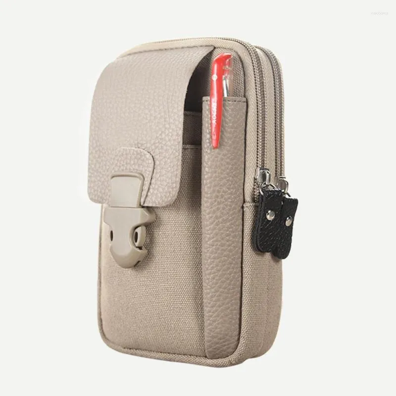 Taillenbeutel Outdoor -Einkaufszugriffszubehör liefert Canvas Männer Belt Business Sports lässig männliche Zip -Mobiltelefonbeutel