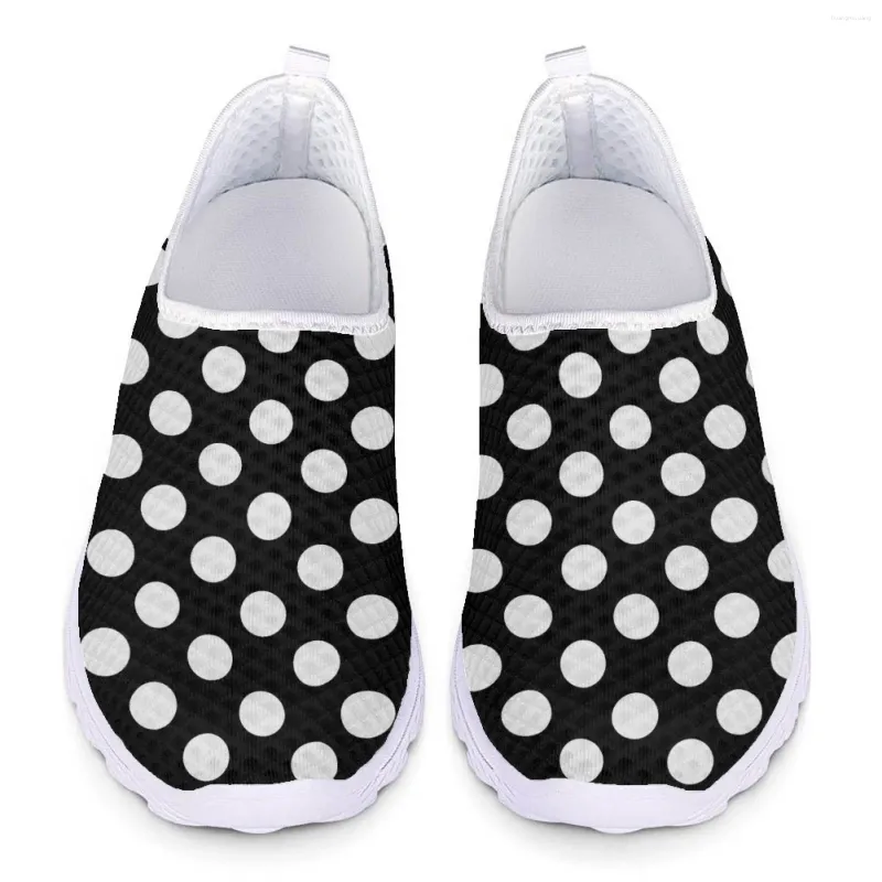 Casual skor söt polka dot mönster lätt mesh kvinna lägenheter sommar damer loafers kvinnor glider på sneakers stor storlek