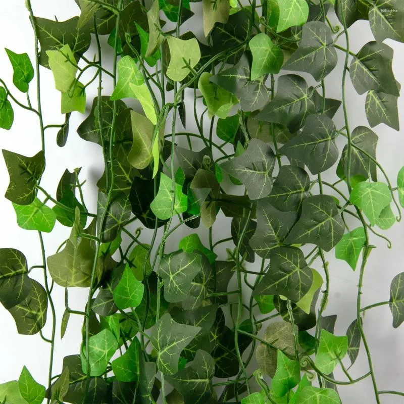 Fleurs décoratives Huhule 1pcs Fake Creeper Vine Vine Faux Green Feuilles de suspension Plant pour le mur de la maison de mariage.