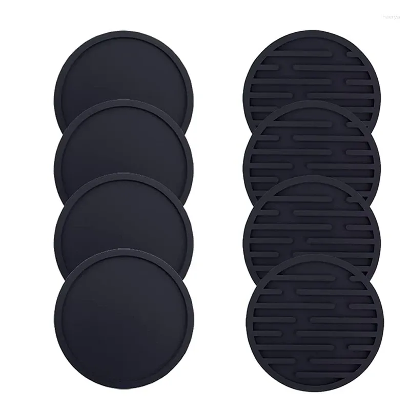 Table Mats JFBL COINSERS DE BORFIÈRE SET DE 8 SILICONE NOIR POUR PROTECTION DE BURIS