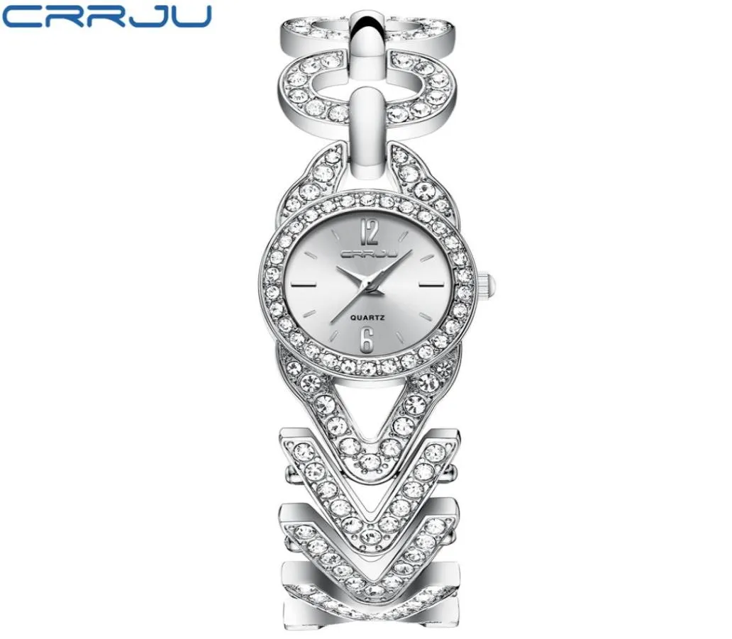 CWP 2021 Women Watches Crrju Reloj Mujer Classic Fashion Bling Diamond armbanden Jurk polshorloge voor dames roestvrijstalen klok9928348