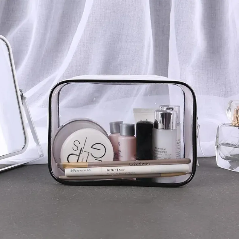 sac cosmétique transparent PVC Travel Organisateur Sac à fermeture éclair Clear Imperproofing Women Makeup Sac Dropshipping