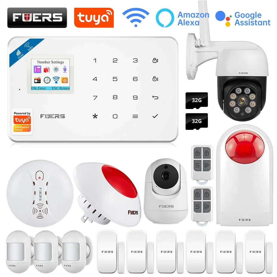 Zestawy Fuers W181 GSM Wi -Fi Tuya Smart Home Alarm System System bezprzewodowy System System Systemu IP Kontrola kamery Autodialna syrena