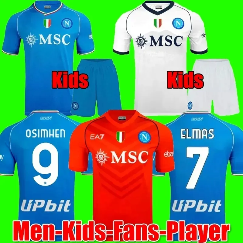 2023 2024 Napoli Soccer Jerseys Maglia Nápoles 2023 Zielinski Anguissa Olivera Kvaratskhelia Camisa de futebol infantil Osimhen