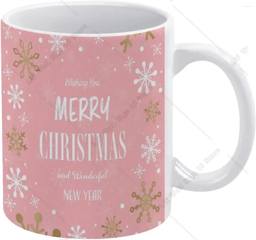 Canecas Golden Snowflakes Caneca Feliz Christmas Coffee Ceerâmica Copo Drink