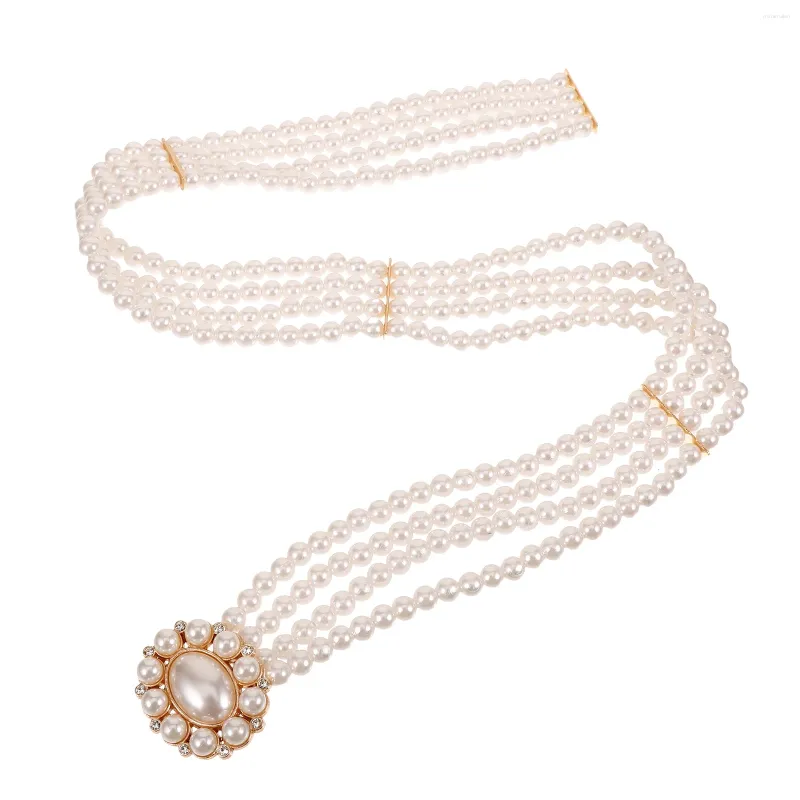 Bälten Pearl Belt Decor midjekedja för kvinnor Fashion Wedding Dress Imitation Pearls Chains