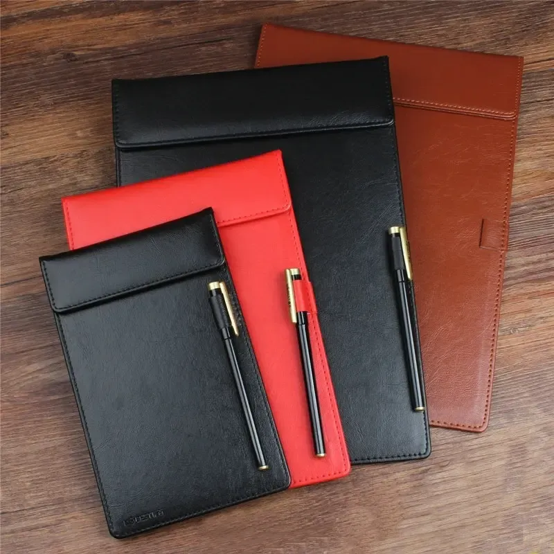 Clipboard Magnetic Type PU Leather Clipboard A4 Paper Holder Office Writing Pad Restaurant Menu Paper Tablet A5 A6 Notepad Holder