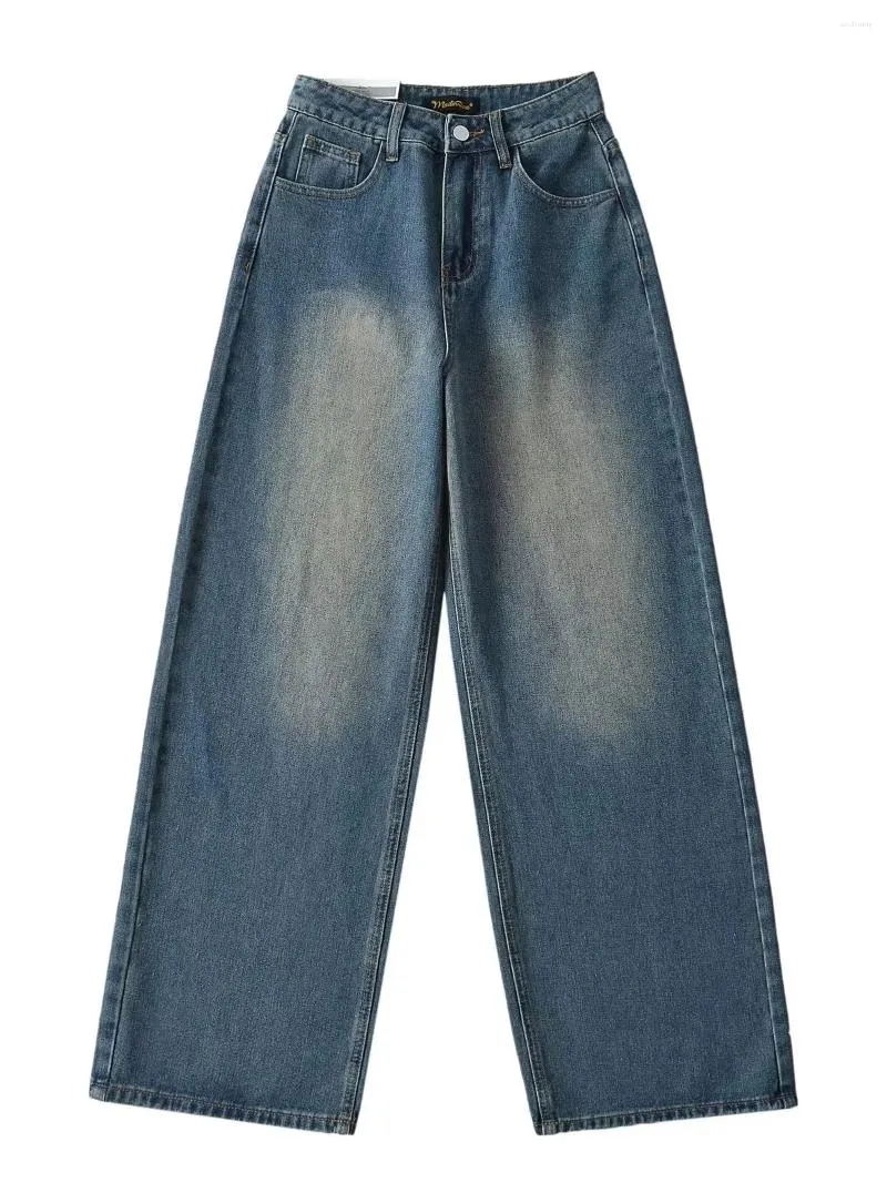 Jeans pour femmes American High Wide jambe large pour les femmes au printemps 2024 Drape lâche avec un petit sac et un pantalon de vadrouille droit 2O2S