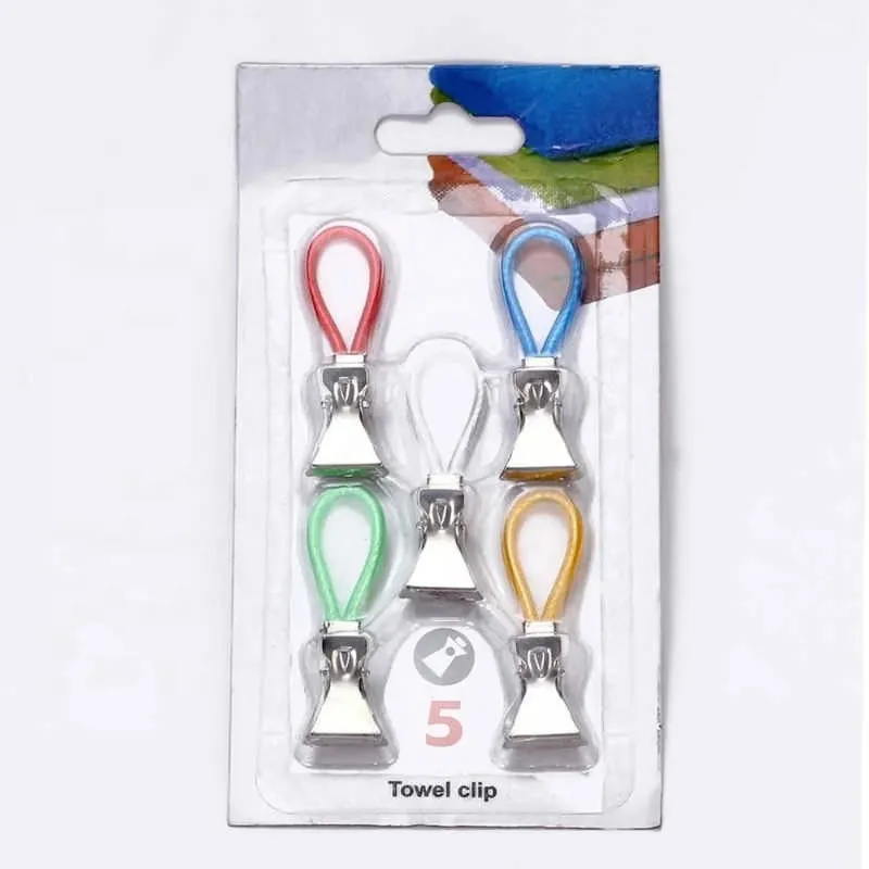 5pcs/lot Towel Hanging Clips Hand Towel Hangers Hanging Clothes Pegs Multi Purpose Hooks Kitchen Bathroom Organizer Wholesale