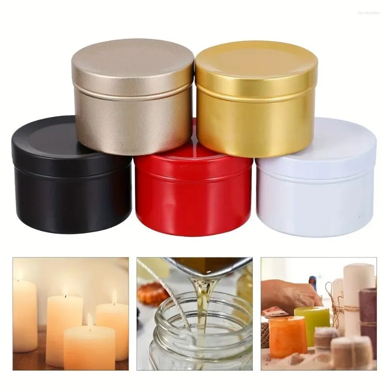 Candle Holders 5pcs Metal Tins Scented Cups Christmas Jar Tea MetalStorage Aesthetic Room Decor Home Space SavingO