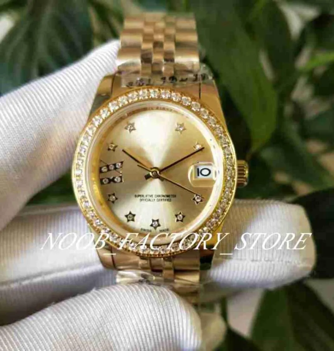 Фабрика S Женщины автоматическое движение 31 мм дамы SS18K Gold Diamond Bezel Dial с оригинальным платьем для дайвинга.