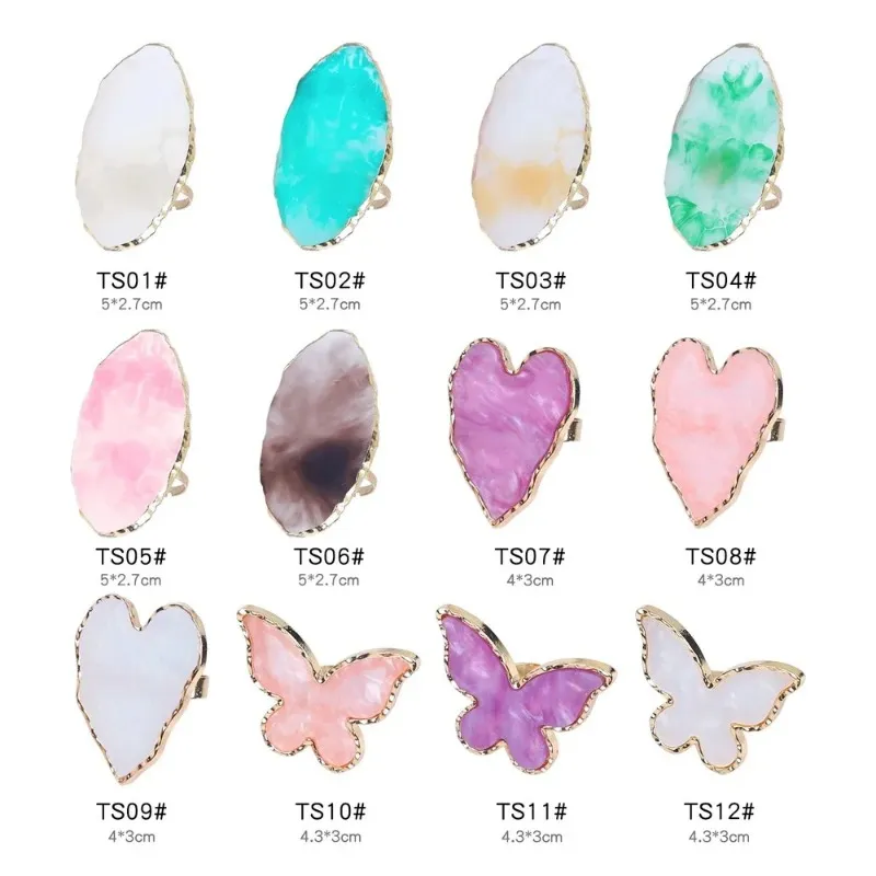 New Resin Stone Nail Art Palette Finger Ring False Nails Tips Drawing Color Mixing Display DIY Manicure Polish Gel Tool