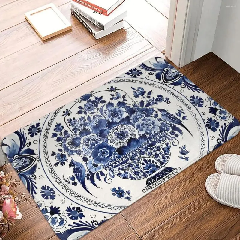 Teppiche Badezimmer Mat Royal Delft Blue Blumenkorb Fußmatte Küche Teppich Außen Teppich Wohnkultur