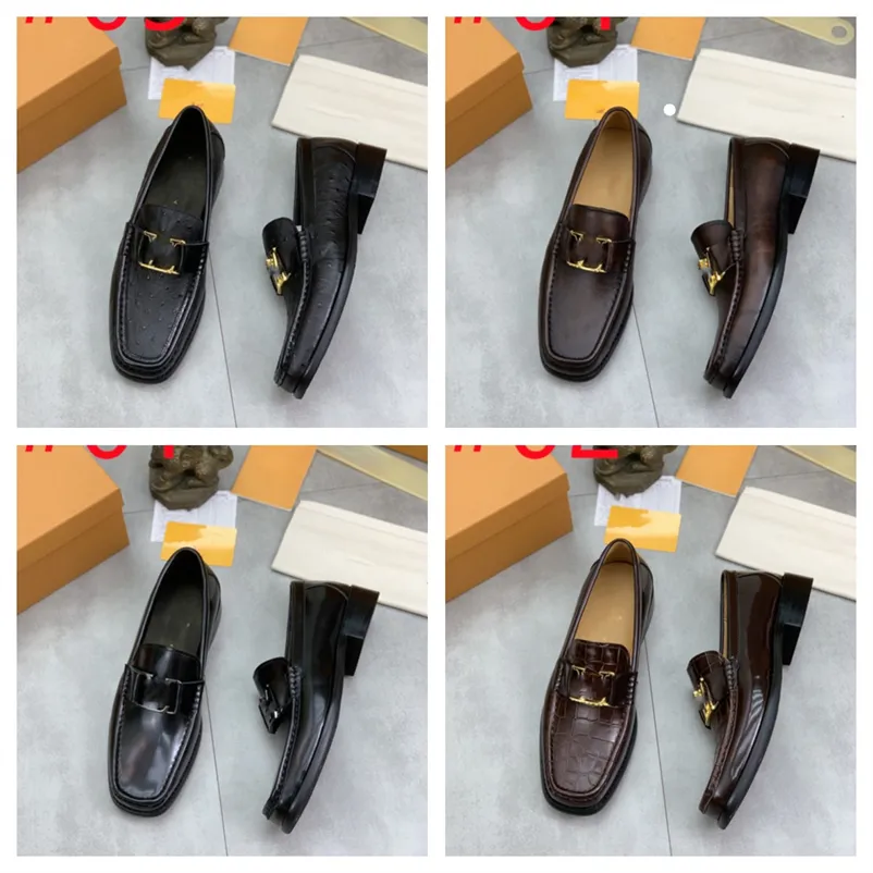 5 Style Mens Dress Shoes Designer Italian Slip-on Refeters for Men أحذية جلدية غير رسمية Moccasin مدببة إصبع القدم ذكور أوكسفورد الحذاء الحذاء 38-45