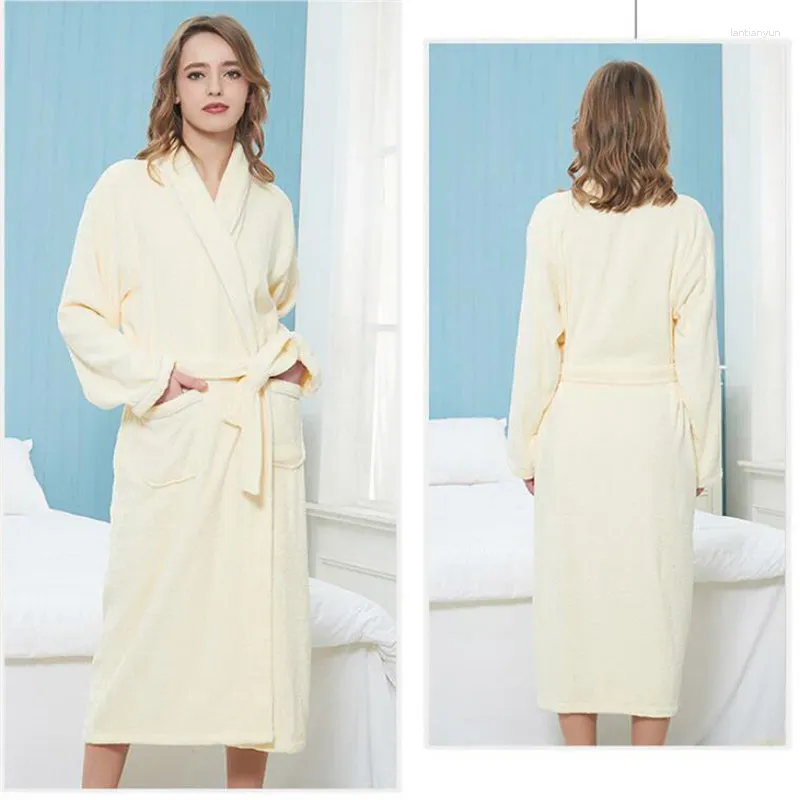 Towel Winter Cotton Bathrobe Toweling Terry Long Thick Robe Lovers Men Women Nightrobe Sleepwear Casual Home