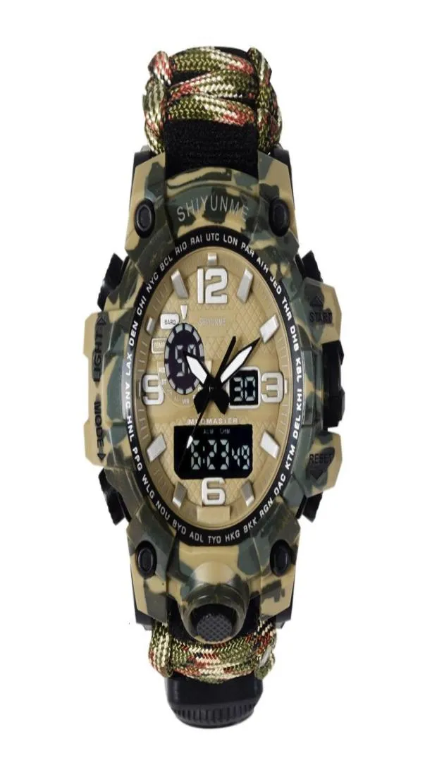 Militaire temperatuur meet kompassen die drijvende multifunctioneel dubbele display led Quartz sporthorloges Men8802817