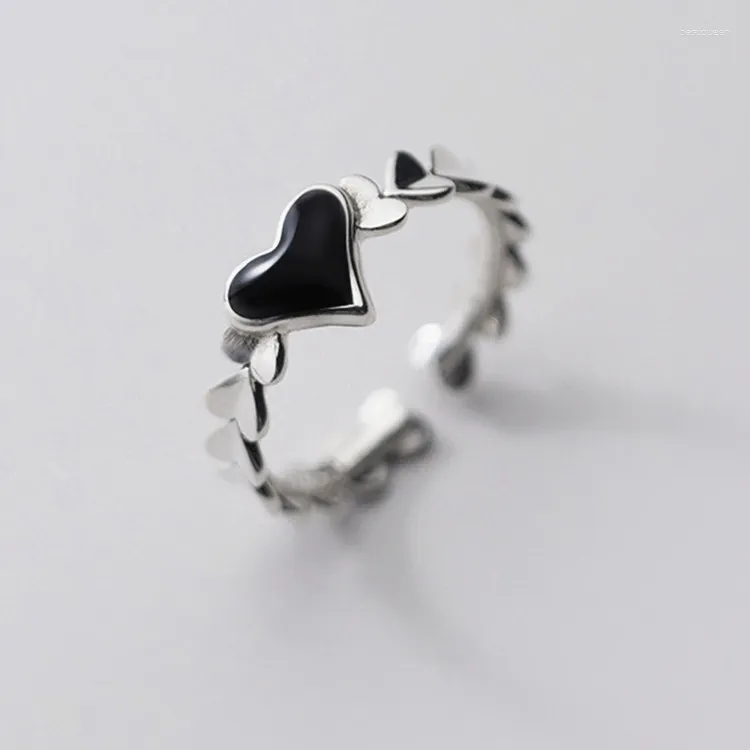 Anneaux de mariage Boho Vintage Black Heart For Women Bridal Engagement Party Bijoux Cadeaux en gros