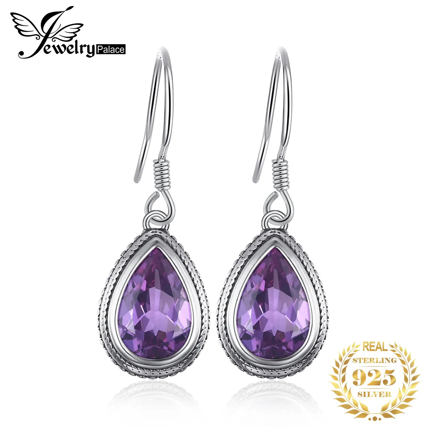 Orecchini gioielli di gioielli Enorme pera 15,2ct creato Alexandrite Sapphire 925 Orecchini a goccia in argento sterling per donna gioielli