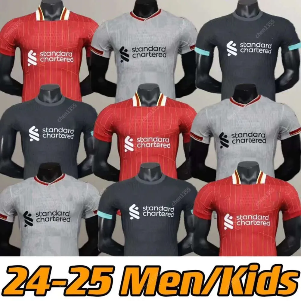 Redsmohamed Salah Darwin Nunez 24 25 Home Away Men Soccer Jersey Dominik Szoboszlai Andy Robertson Alisson Becker Joe Gomez Joel Matip Curtis Jones Kids 키트