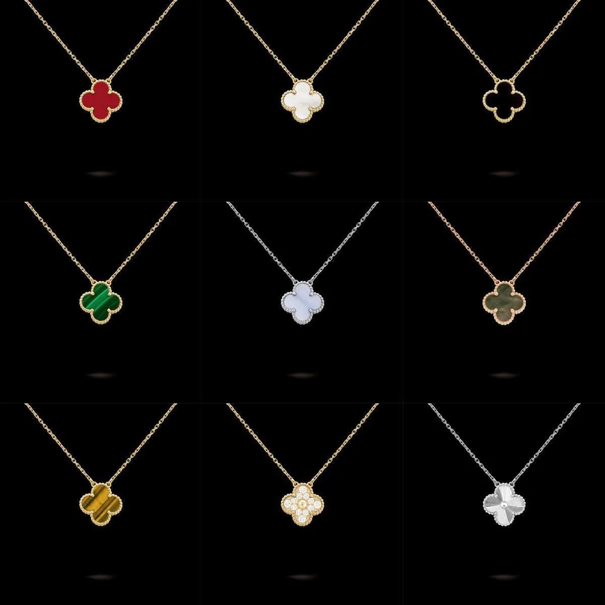 Colares de pingentes de designer de moda v Gold High Edition Colar de grama de quatro folhas 18k Flor de ouro rosa de ouro dupla fritillaria Red Chalcedony Diamond La