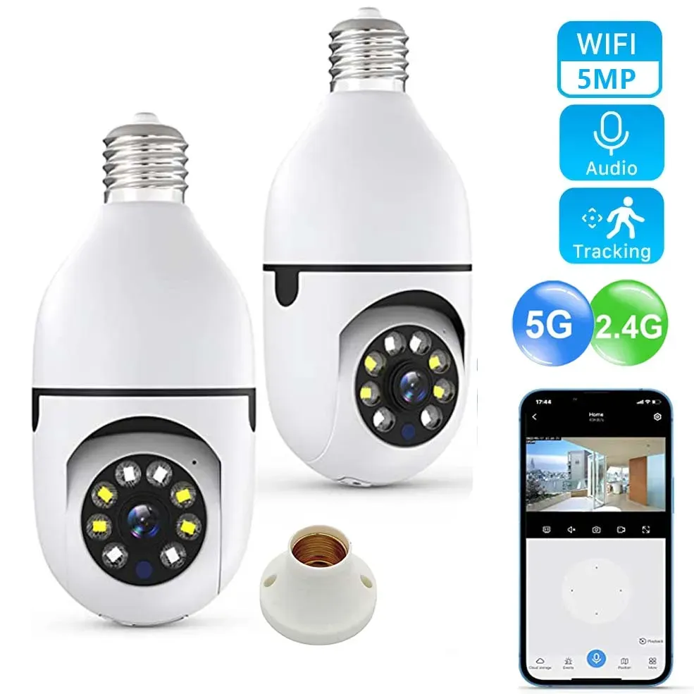 Telecamere 5G Smart WiFi E27 Bulb Security Camera da sorveglianza Vision Night Vision Night Color IP Monito