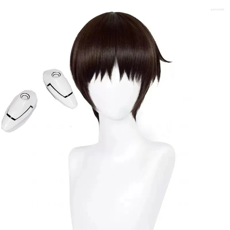 Partyversorgungen Eva Ikari Shinji Cosplay Perücken 30 cm Kurz dunkelbraune Anime -Perücken Hitzebeständige synthetische Halloween