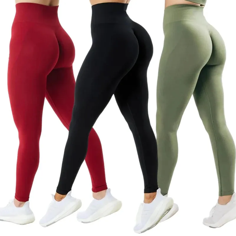 3 Pack -leggings voor vrouwen versterken naadloze Scrunch Leggings workout Gym Sports Panty Fitness Push Up High Tailed Yoga Pants 240321