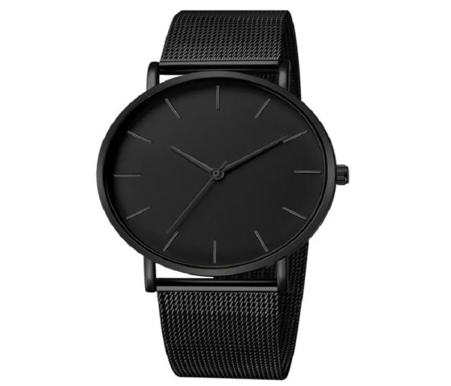 Bekijkt minimalistische mannen mode ultradunne horloges eenvoudige zakelijke roestvrijstalen mesh riem kwarts horloge relogio masculino8184060