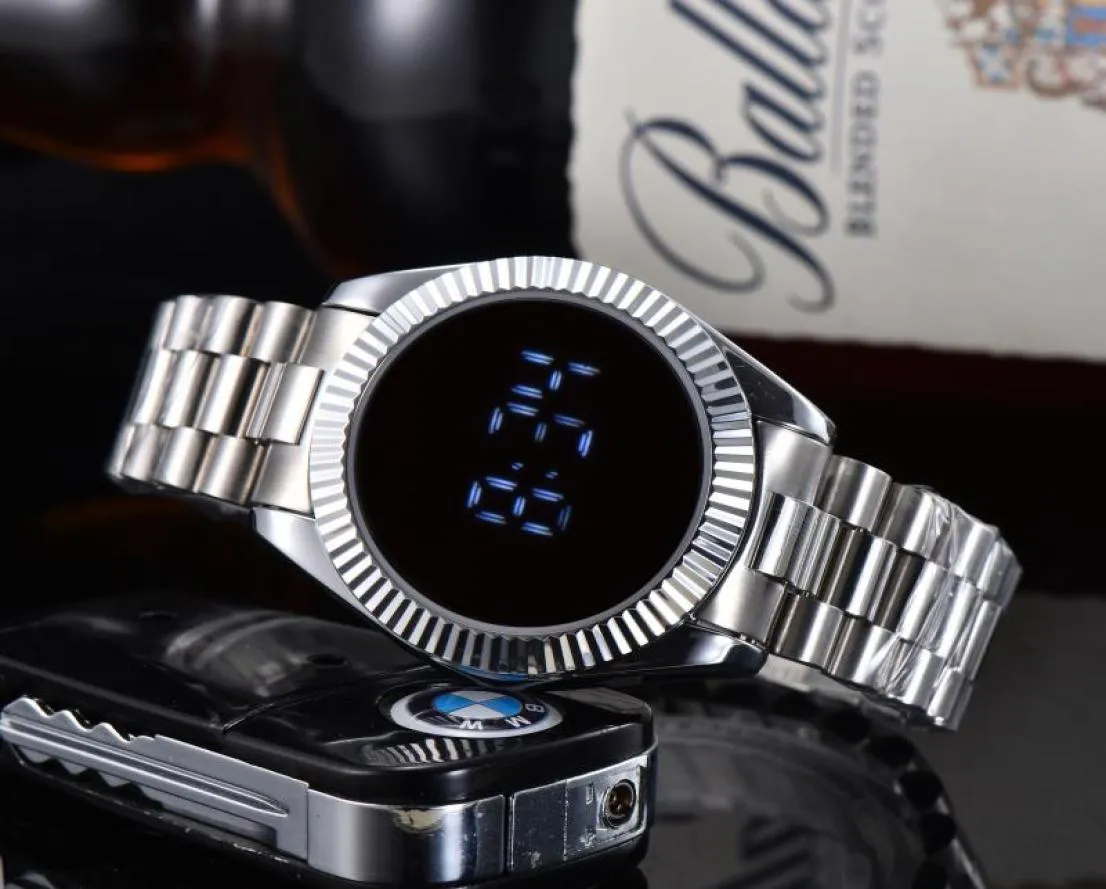 Relógios da moda Men Touch Sn Led Digital Display Style Metal Steel Band Wrist Watch X1039078119