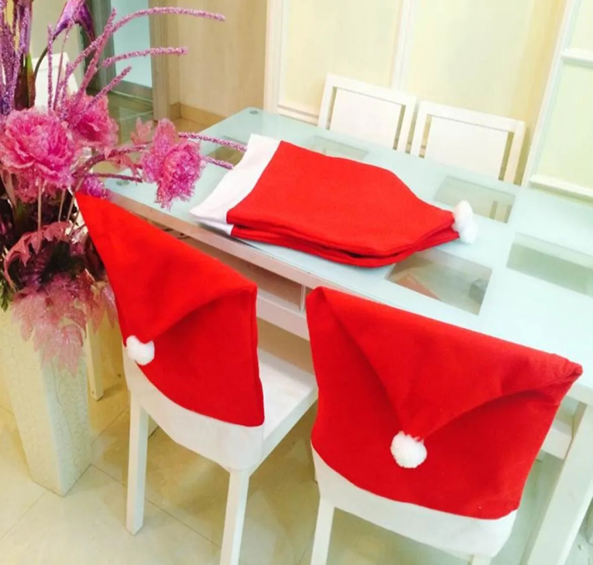 6PcsLot Christmas Decoracion Navidad Hat Chair Covers Christmas Decorations for Home Dinner Table New Year Party Supplies2955607